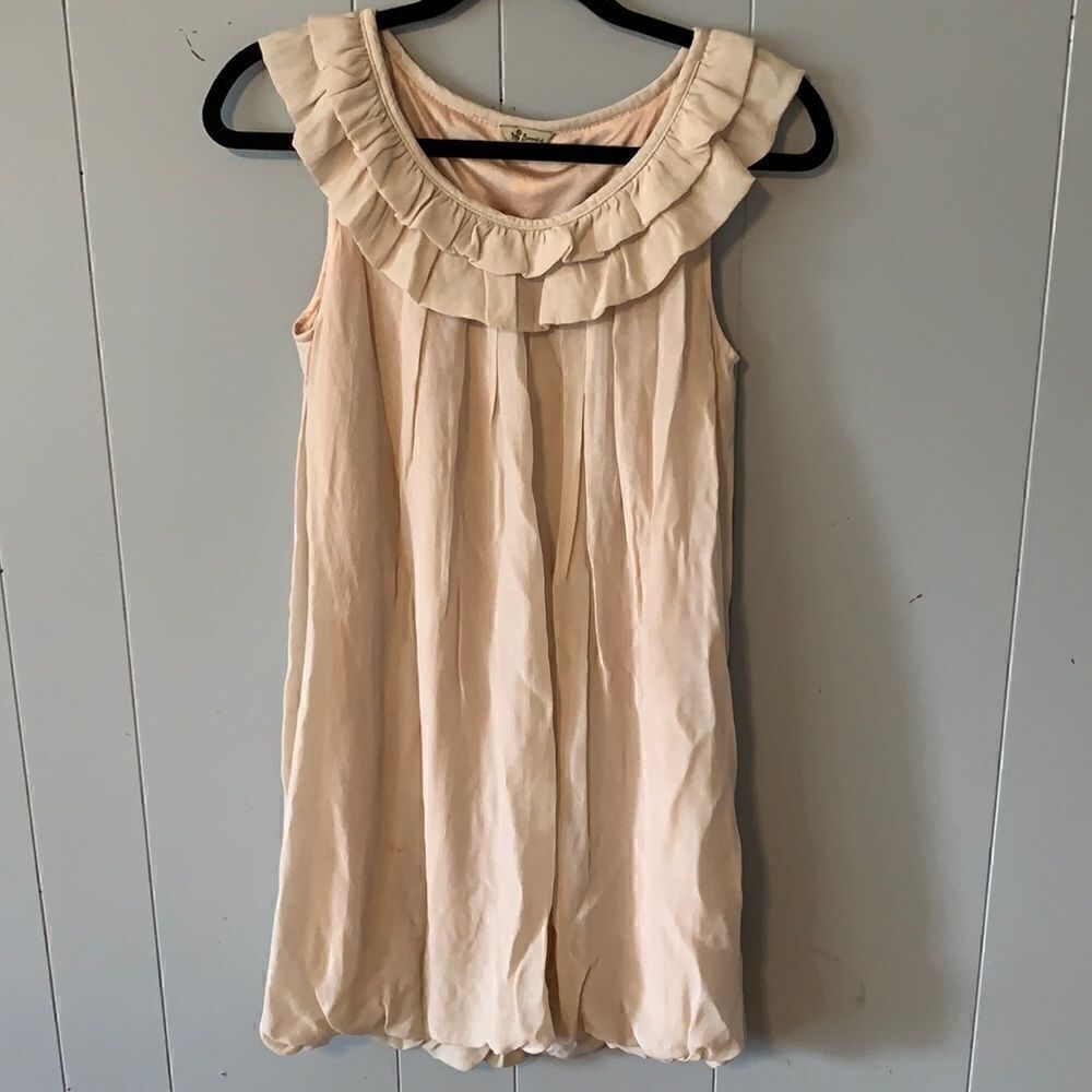 Neutral Ruffle Neck Dress Size Large
